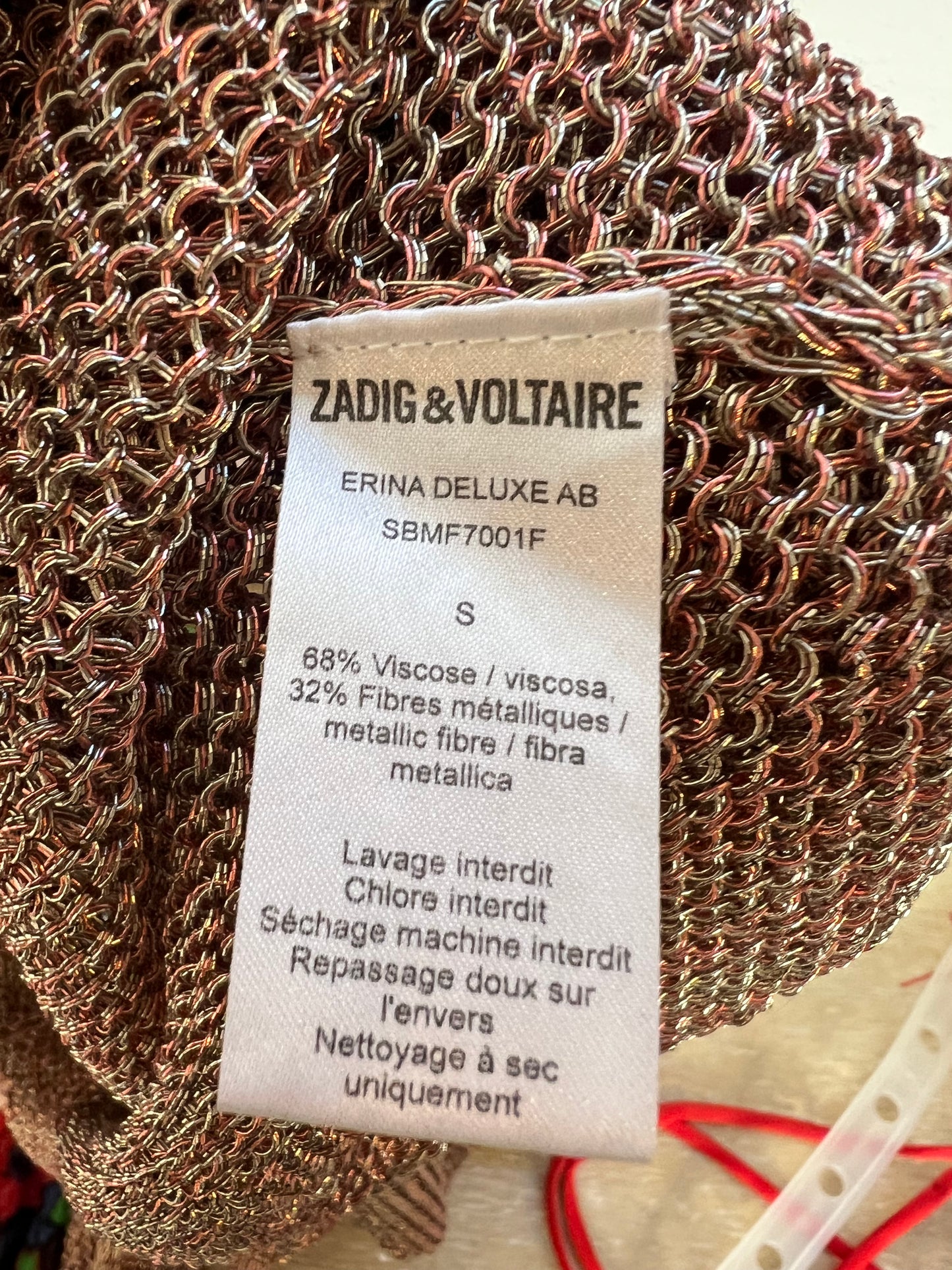 ZADIG&VOLTAIRE. Top rejilla metalizado T.s