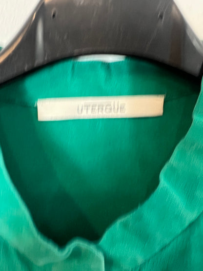 UTERQÜE. Blusa verde seda. T S