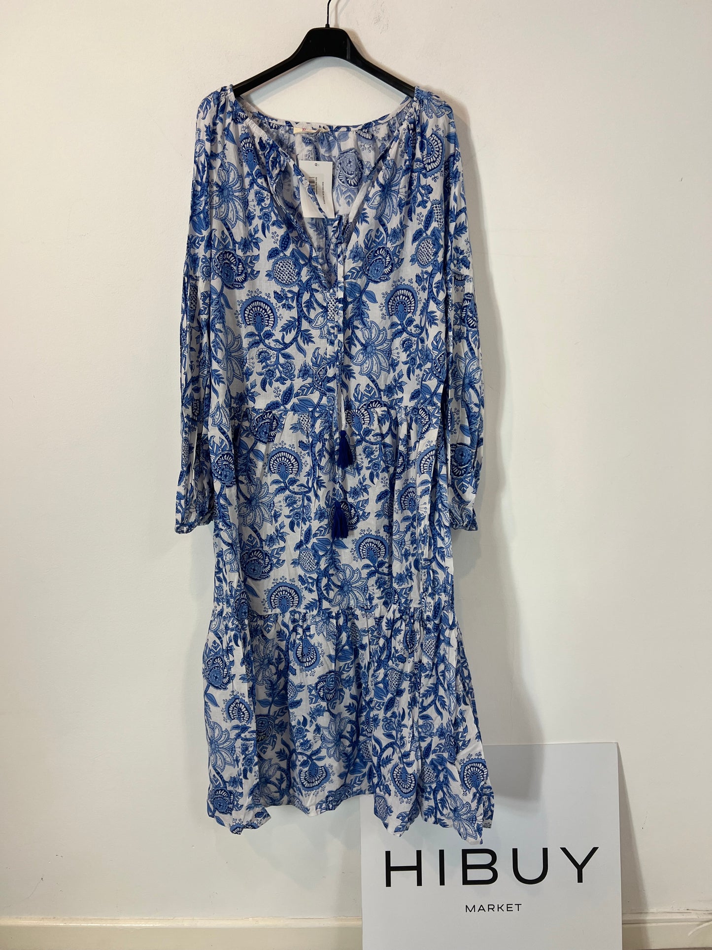 BUGANVILIA. Vestido largo flores azules T.XL/2xl