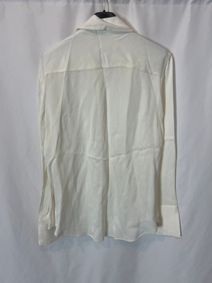 ZARA. Blusa blanca satinada T.m