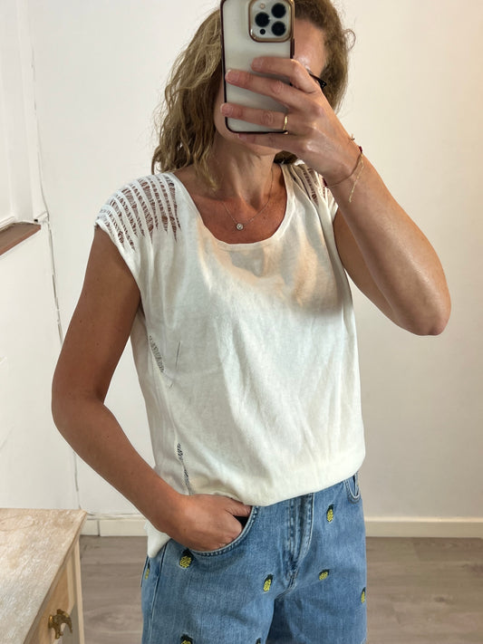 ZADIG&VOLTAIRE . Top algodón y seda color crudo. T M/L