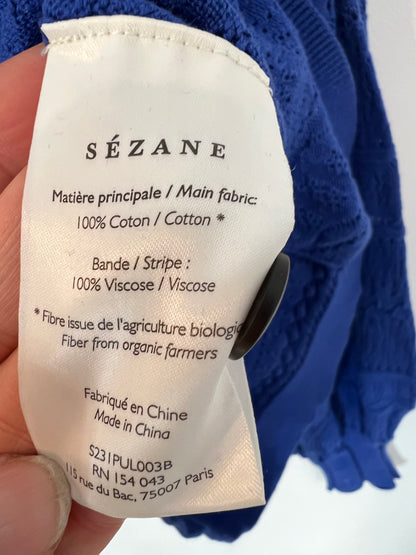 SEZANE. Jersey azul troquelado  T.s (Tara)