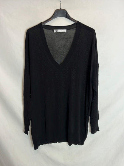 ZARA. Jersey fino negro largo . T S