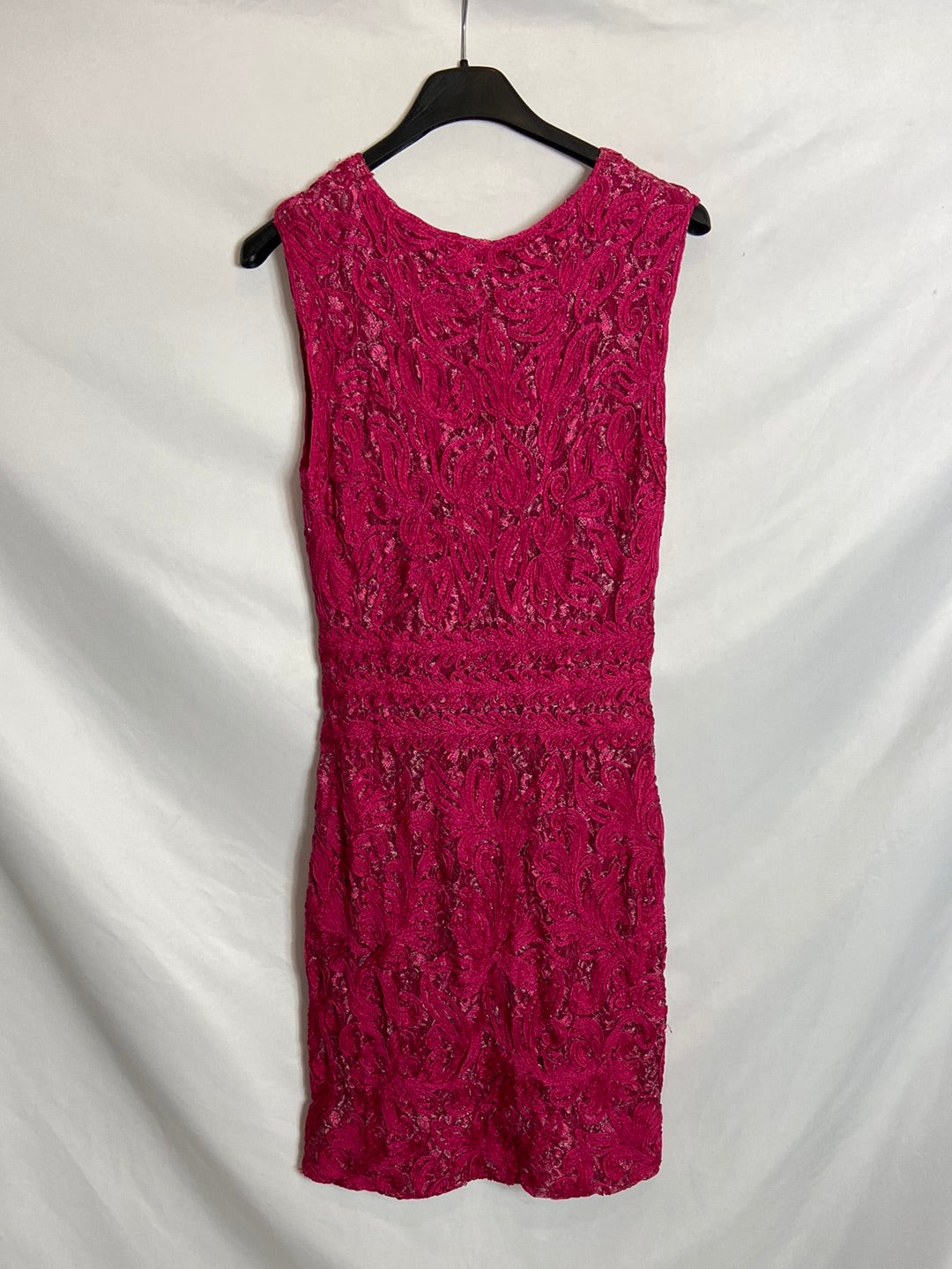 HUNZA. Vestido rosa doble textura T. L (S)