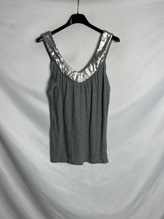 GAP. Camiseta gris lentejuelas T.xs