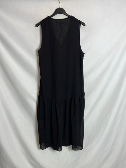 LEFTIES. Vestido negro gasa doble capa. T S