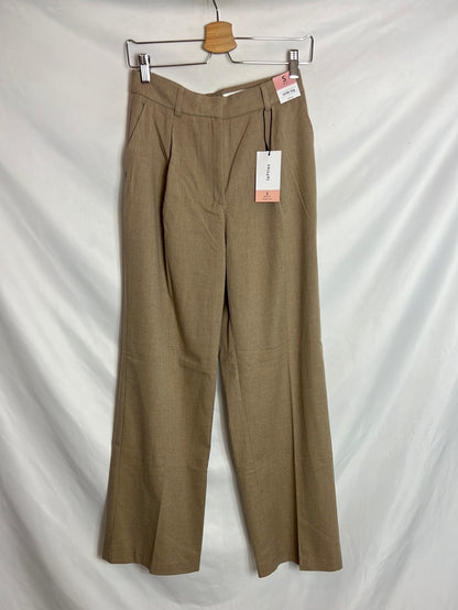 LEFTIES. Pantalón ancho beige T.s