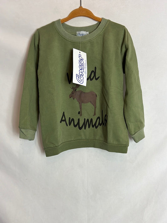 ANCAR. Sudadera verde caza dibujo animal