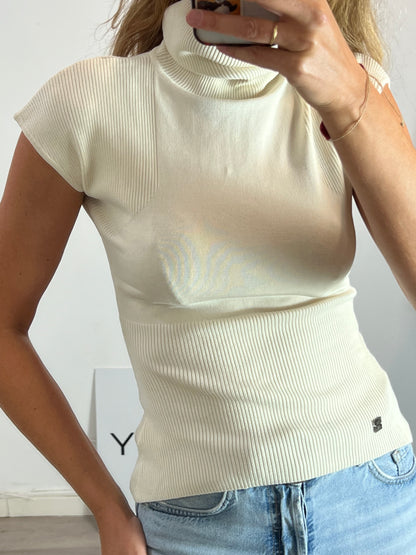 CAROLINA HERRERA. Top punto beige. T XS/S