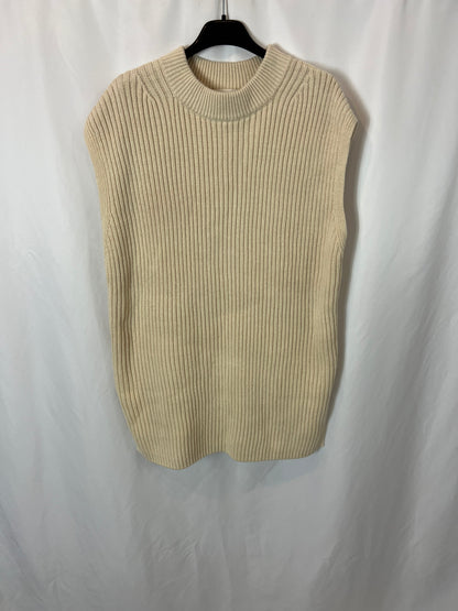 H&M. Chaleco beige canalé T.s