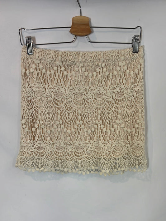 LEFTIES. Falda crochet beige elástica . T M