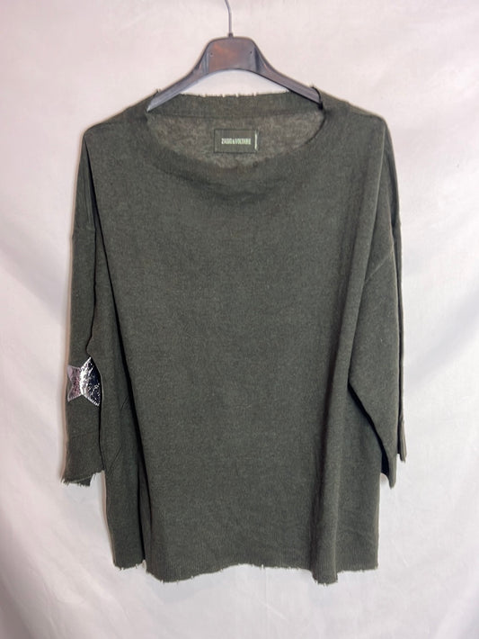 ZADIG&VOLTAIRE . Jersey verde cashmere detalle estrellas. T XS