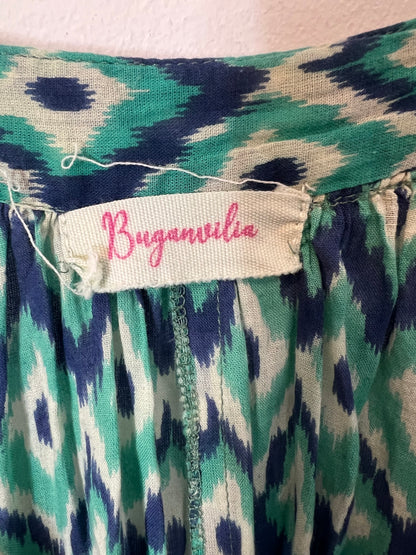 BUGANVILIA. Vestido largo estampado rombos azules T.3xl