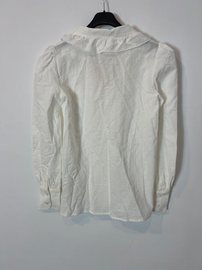 ELENFANTINE. Blusa blanca cuello volante T.s