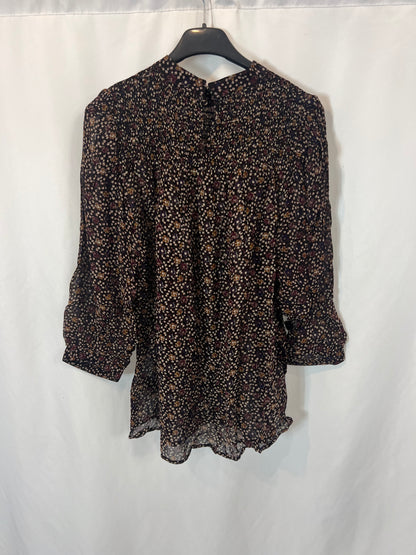 SESSÚN. Blusa marrón estampada T.s