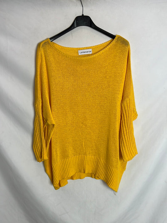 LONTANANZA. Jersey amarillo cuello barco . T U(M/L)