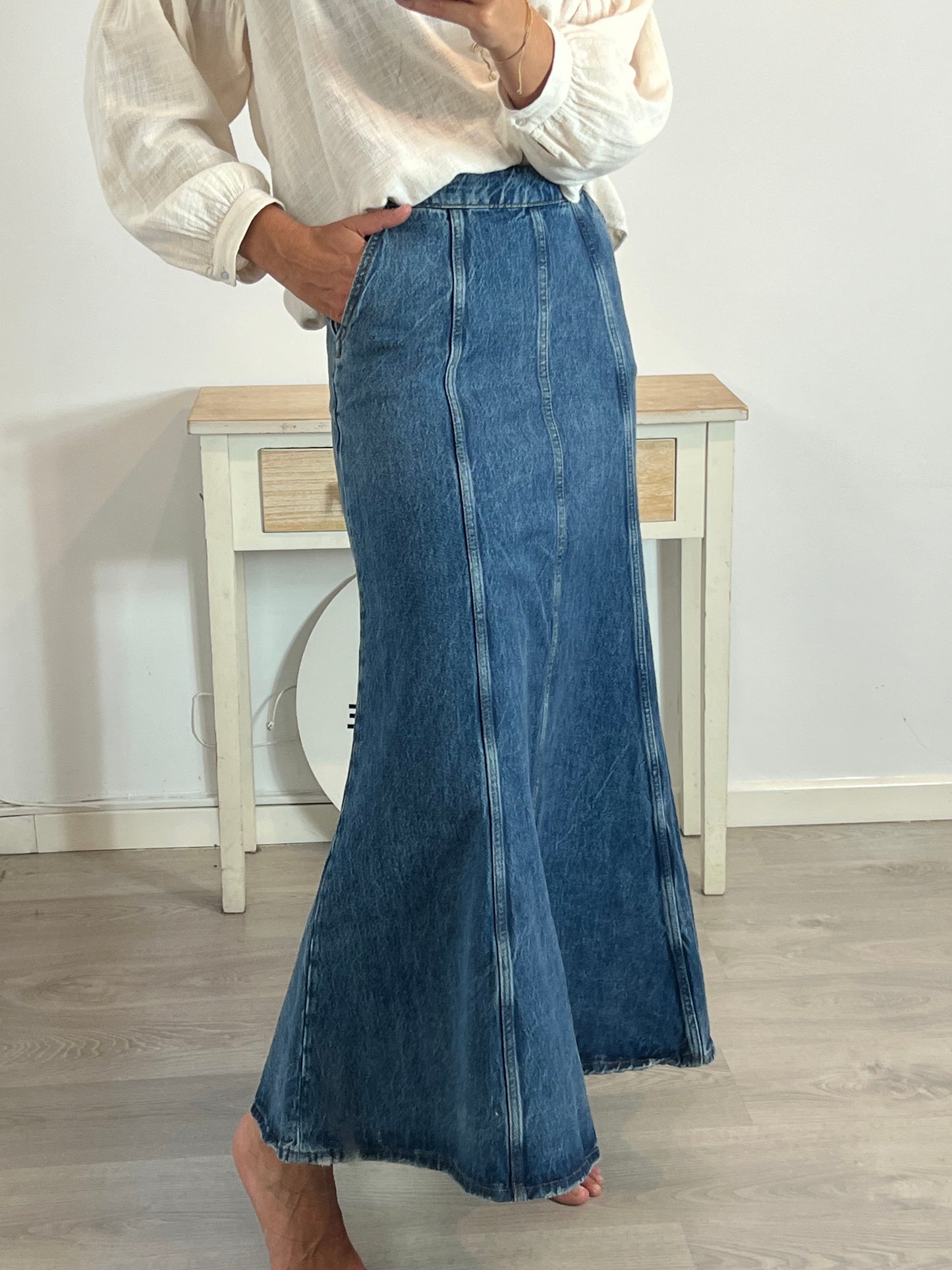 ZARA. Falda denim midi. T S