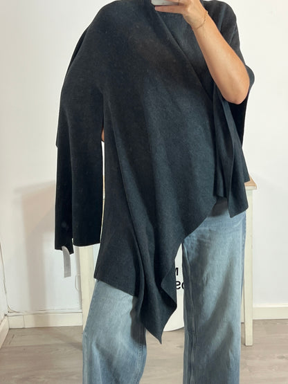 ZARA. Jersey/poncho gris cuello prekins T.m