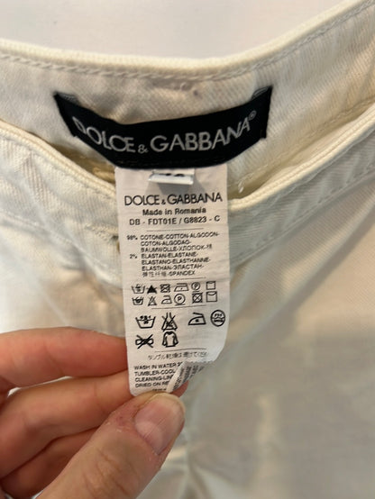 DOLCE&GABBANA. Denim short blanco detalle encaje. T 40