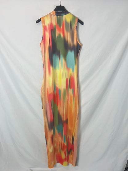 OTRAS. Vestido midi entallado tie dye T.m