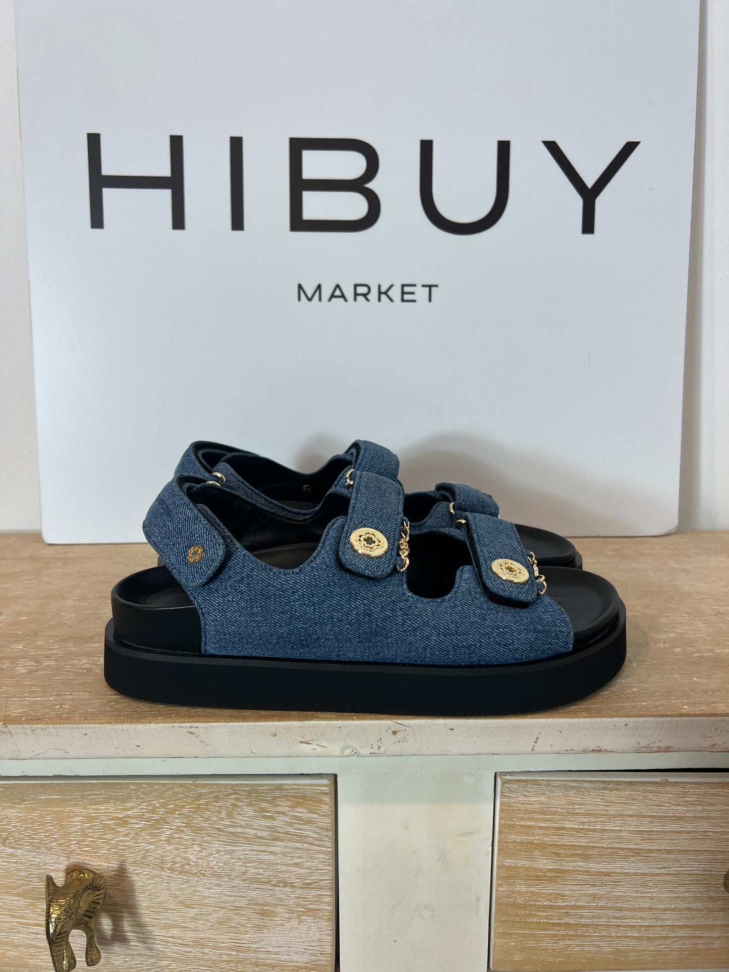 MAJE. Sandalias denim hebillas T.38