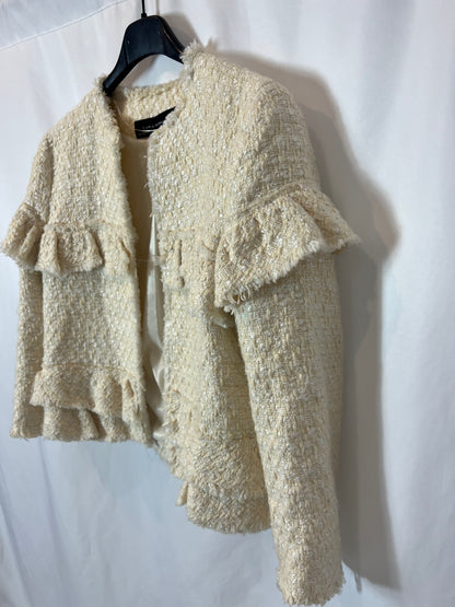 ZARA. Chaqueta beige tweed T.xs