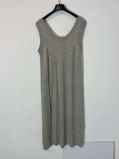 MASSIMO DUTTI. Vestido midi punto gris. T 34