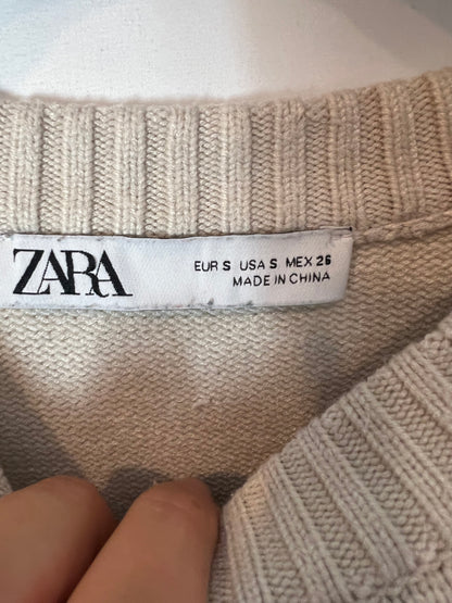 ZARA. Jersey beige rayas azules. T S