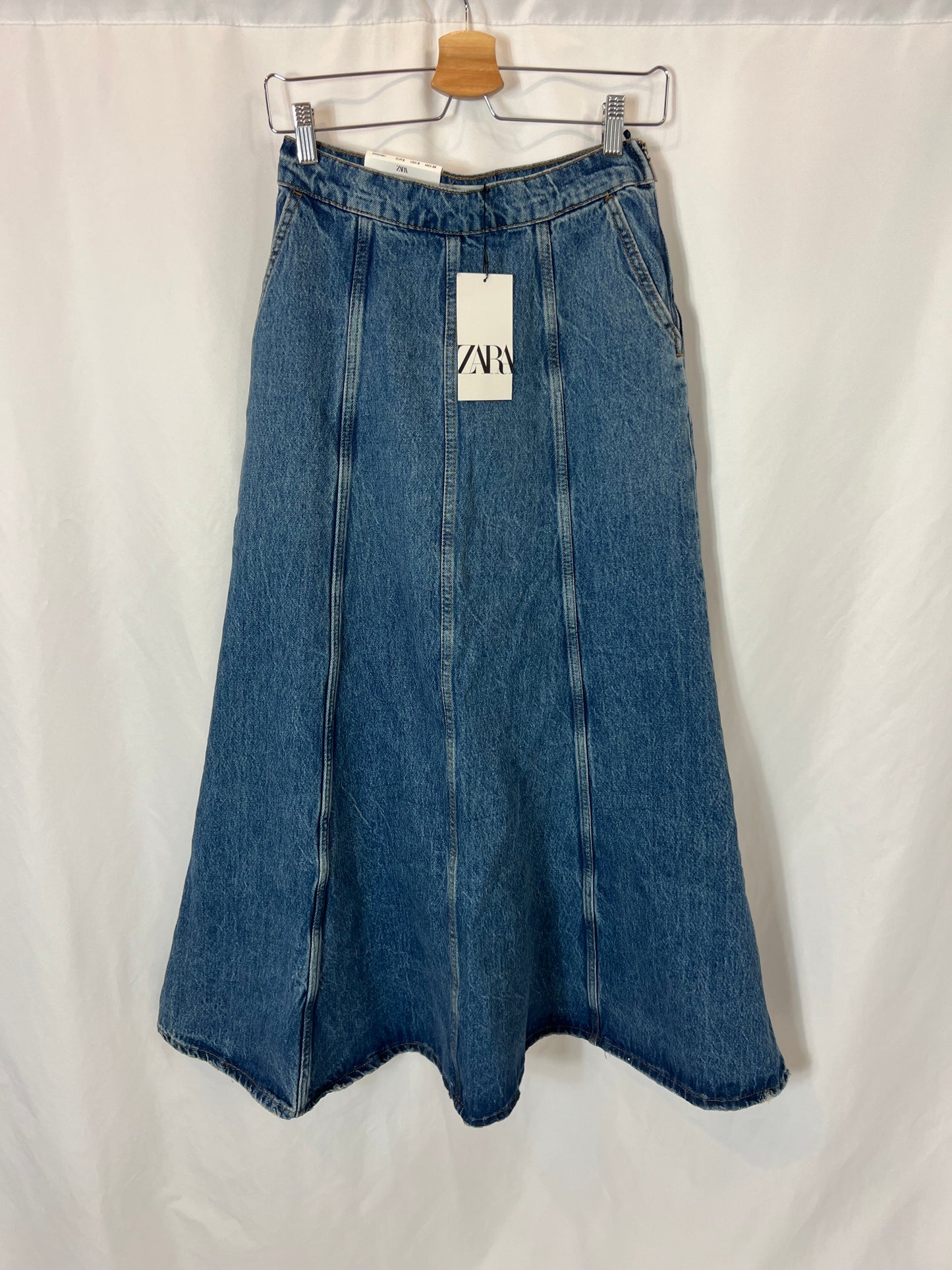 ZARA. Falda denim midi. T S