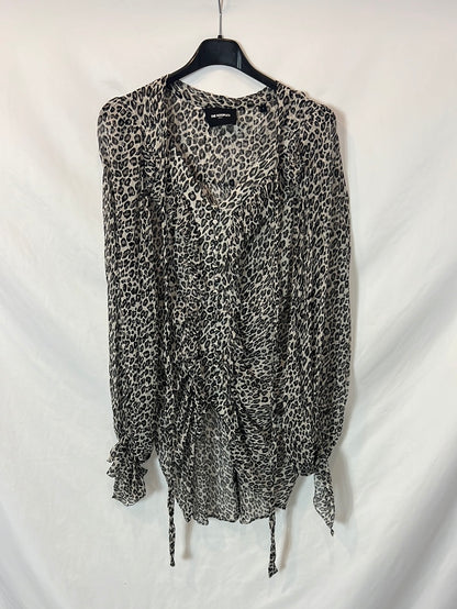 THE KOOPLES. Blusa fruncida animal print T.s