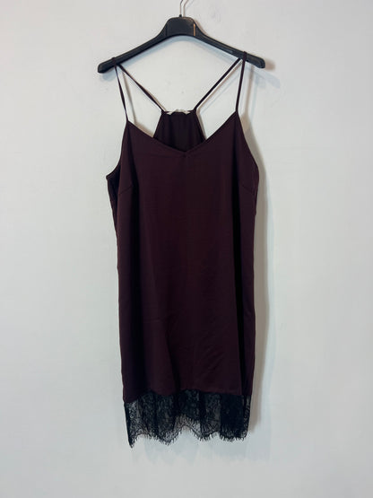 LEFTIES. Vestido corto lencero berenjena. T M