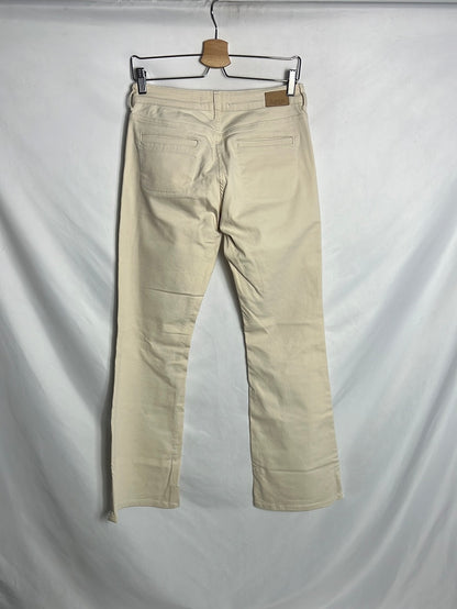 ZARA. Pantalón denim acampando beige. T 38