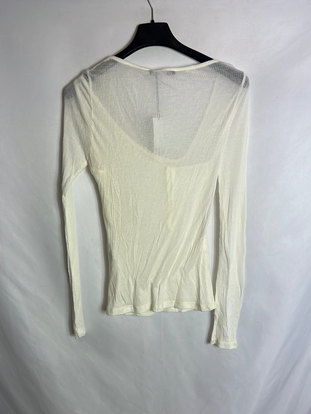 ZARA. Top fino beige doble capa. T S