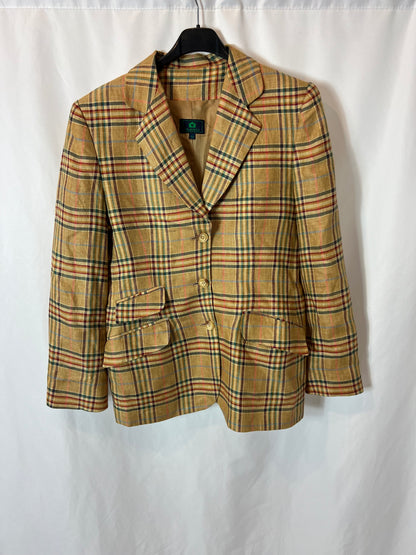 VILAGALLO. Blazer lino cuadros. T 40