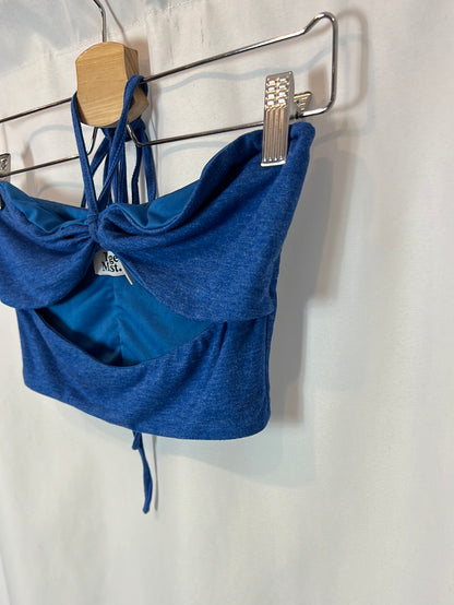 TIGER MIST. Crop top azul abertura. T S