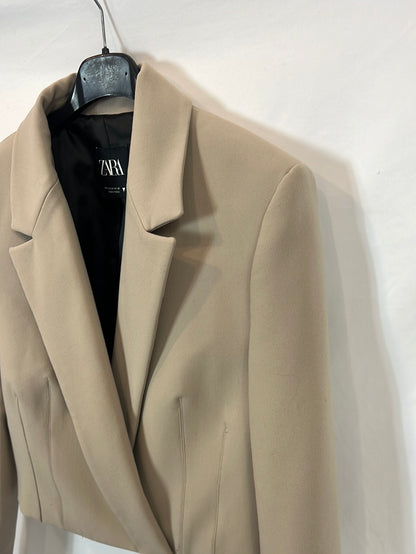 ZARA. Blazer corta beige T.m