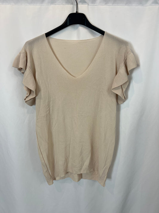 OTRAS. Top beige fluido punto . T M