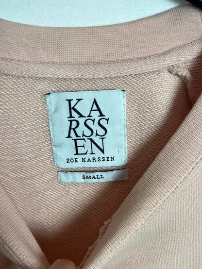 ZOE KARSSEN. Sudadera rosa dibujo bordado rotos. TS (oversized )