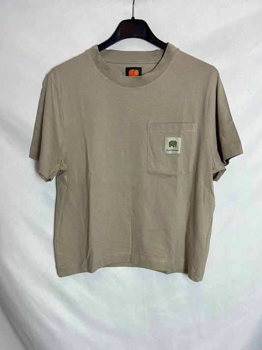 TRENSPLANTS. Camiseta beige dibujos espalda. T S