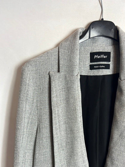 PFEIFFER. Chaqueta larga gris jaspeada detalle solapa. T XS