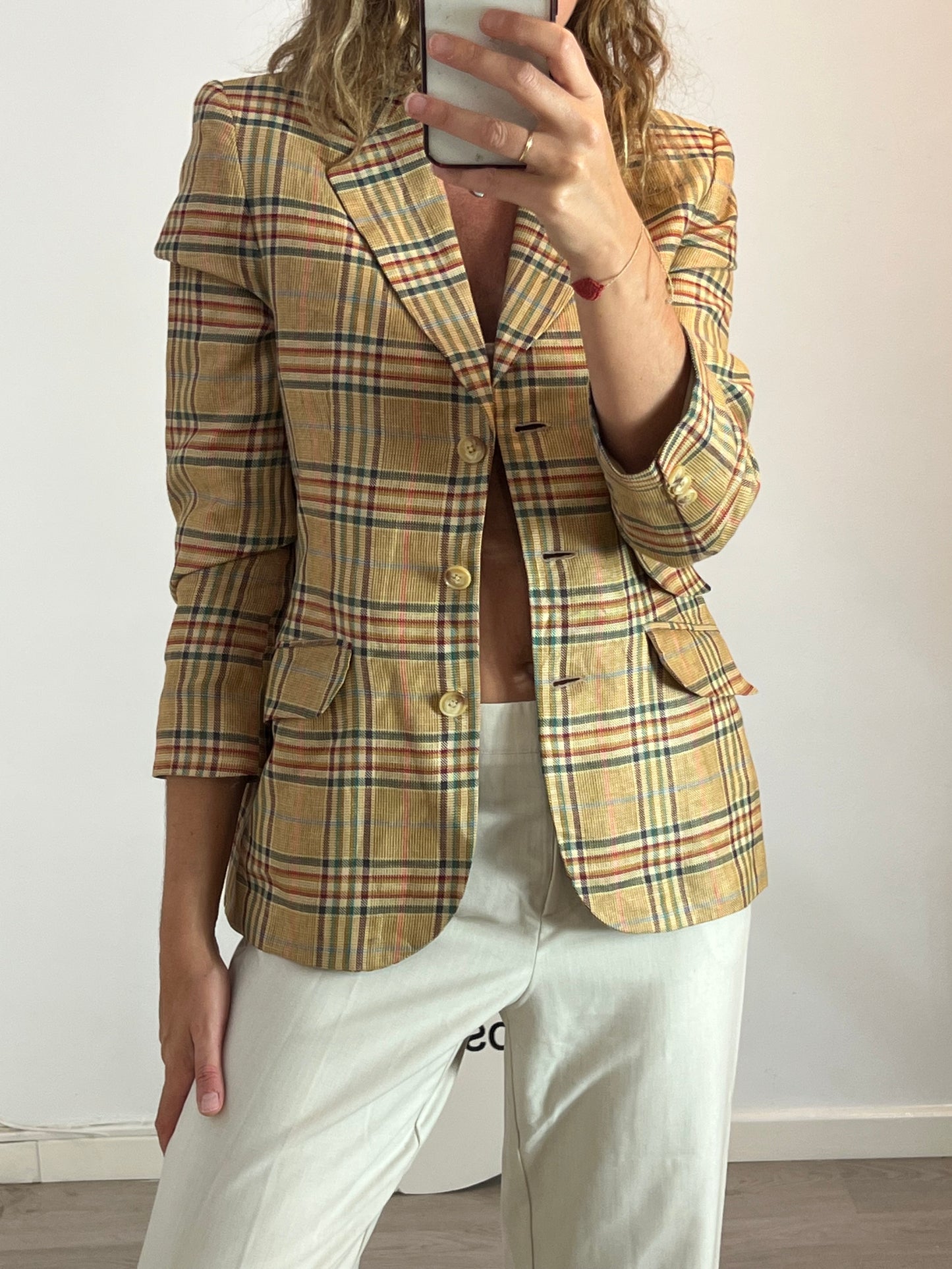 VILAGALLO. Blazer lino cuadros. T 40