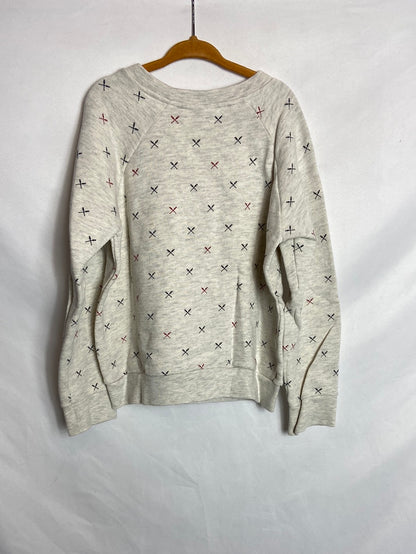 PETIT BATEAU. Sudadera gris estampada T.8 años