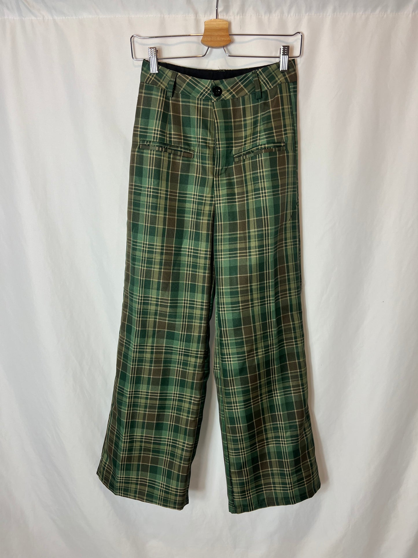 OTRAS. Pantalón ancho verde cuadros T.u(34)