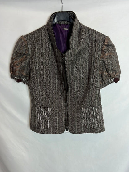 CUSTO BARCELONA. Chaqueta manga corta jaspeada. T 40 (M)