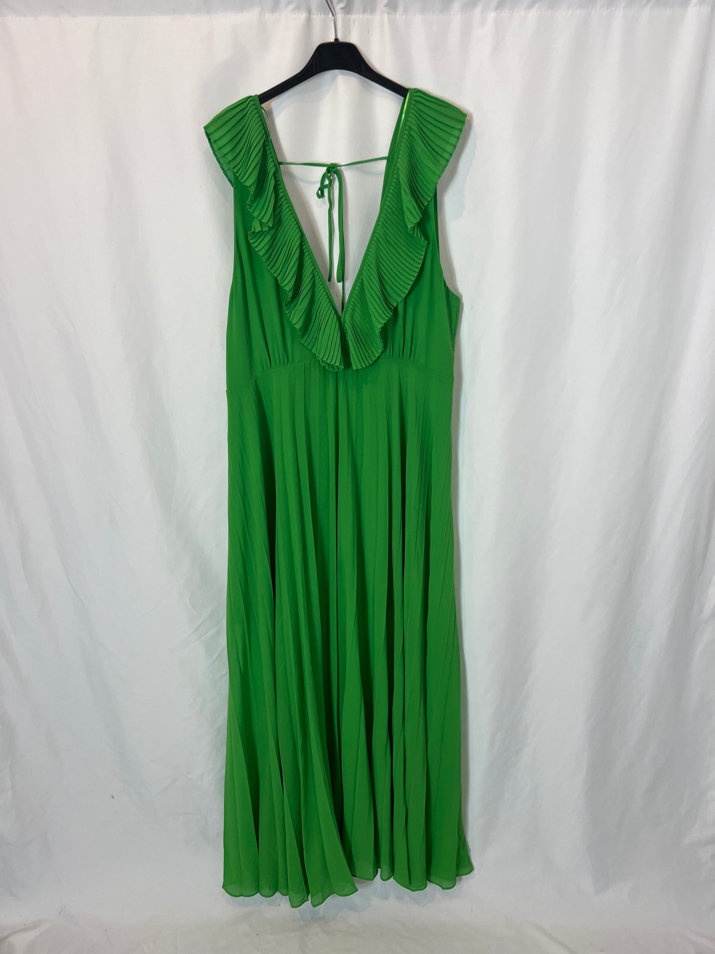 ZARA, Vestido verde plisado T.xl