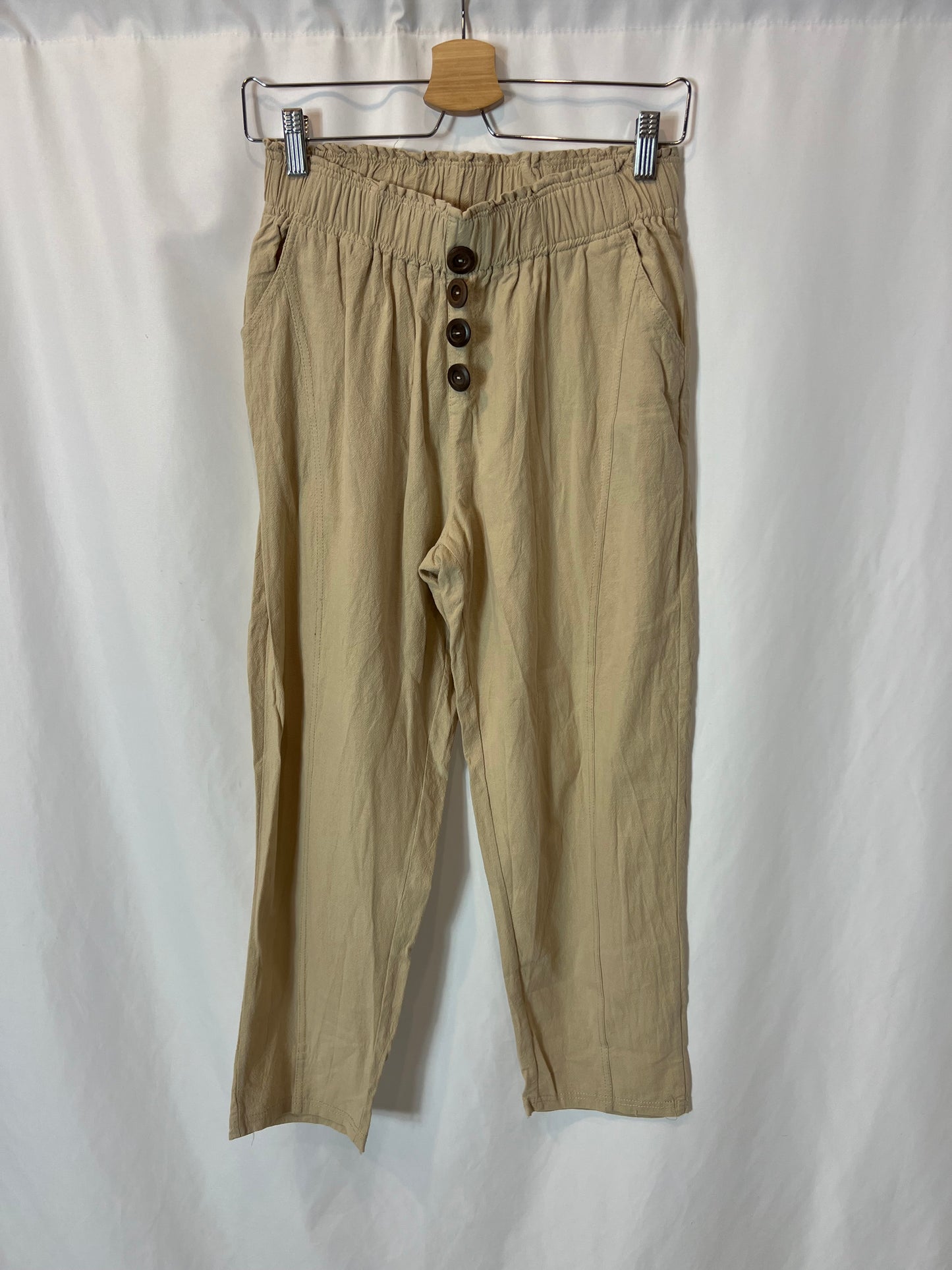 OTRAS. Pantalón beige fluido T.L (S)