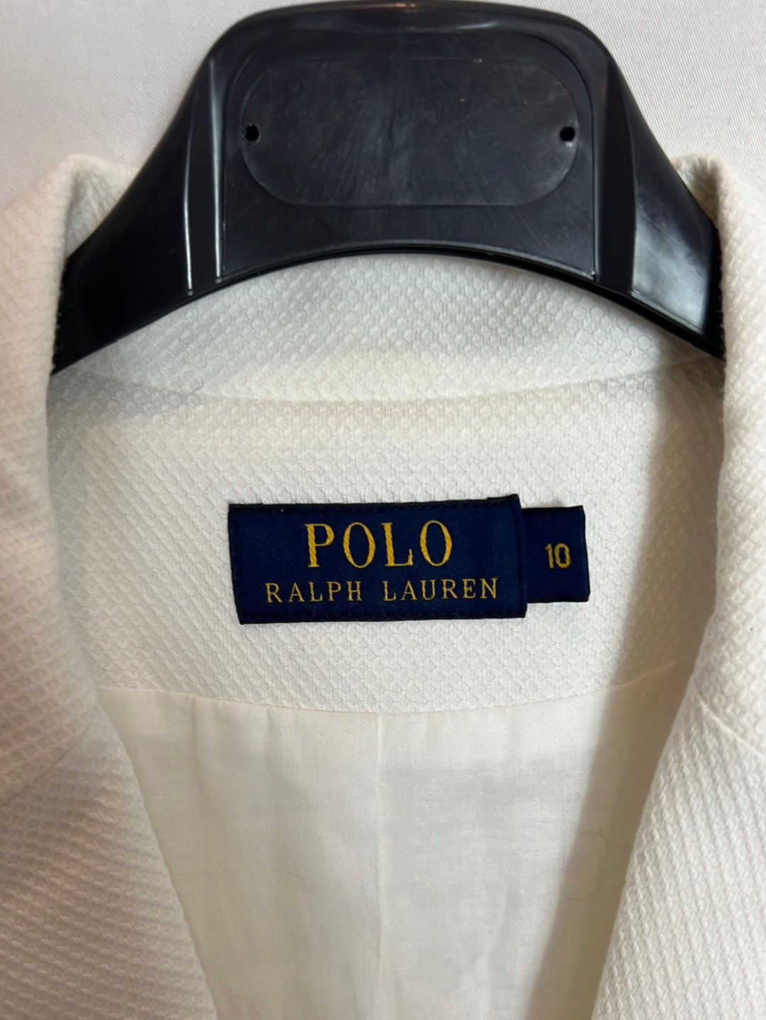 POLO RALPH LAUREN. Blazer blanca piqué. T10 (38)