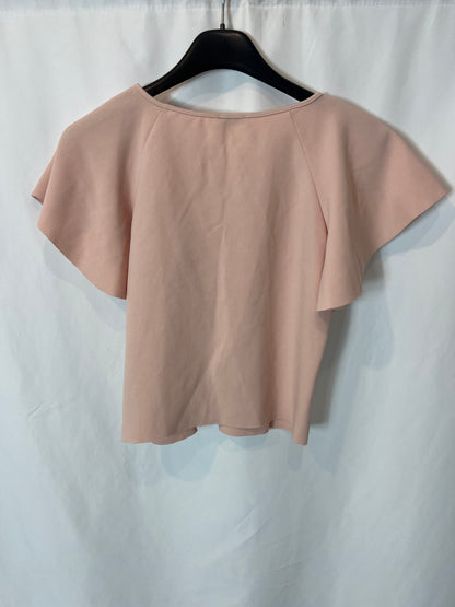 ZARA. Top rosa elástico volante. T S