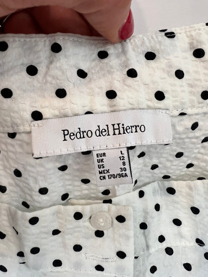 PEDRO DEL HIERRO. Top blanco lunares T.l