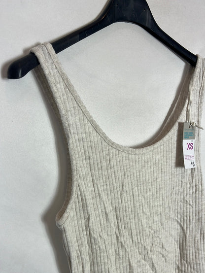 PRIMARK. Top beige canalé T.xs